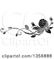 Poster, Art Print Of Black And White Floral Rose Vine Border Design Element
