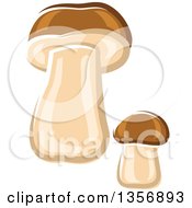 Clipart Of Cartoon King Bolete Mushrooms Royalty Free Vector Illustration