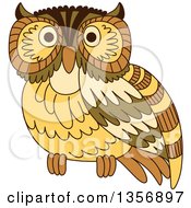 Clipart Of A Brown Owl Royalty Free Vector Illustration