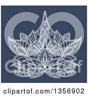 Poster, Art Print Of White Henna Lotus Flower On Blue