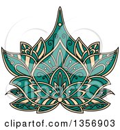 Poster, Art Print Of Turquoise And Beige Henna Lotus Flower