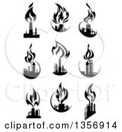 Poster, Art Print Of Black And White Silhouetted Natural Gas And Flame Factory Designs