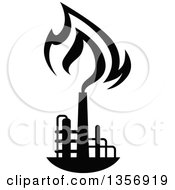 Clipart Of Black And White Silhouetted Natural Gas And Flame Factory Royalty Free Vector Illustration by Vector Tradition SM