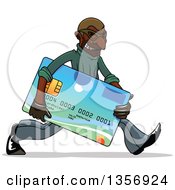 Poster, Art Print Of Black Male Hacker Identity Thief Carrying A Credit Card