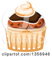 Clipart Of A Cartoon Cupcake Royalty Free Vector Illustration