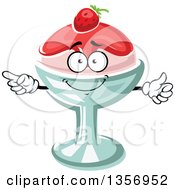 Clipart Of A Cartoon Strawberry Ice Cream Dessert Royalty Free Vector Illustration