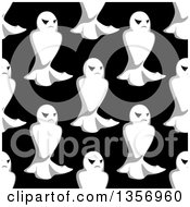 Poster, Art Print Of Seamless Pattern Background Of Ghosts On Black