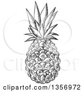 Poster, Art Print Of Black And White Sketched Pineapple