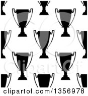 Seamless Background Pattern Of Black And White Silhouetted Urns Or Trophies