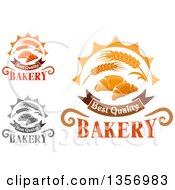 Clipart Of Wheat And Croissant Bakery Text Designs Royalty Free Vector Illustration