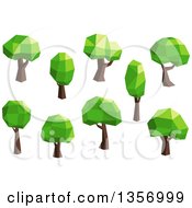 Clipart Of Low Poly Geometric Trees Royalty Free Vector Illustration