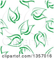 Clipart Of A Seamless Background Pattern Of Green Leaves Royalty Free Vector Illustration