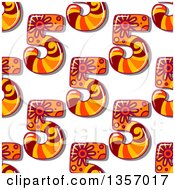 Poster, Art Print Of Seamless Background Pattern Of Decorative Number Fives