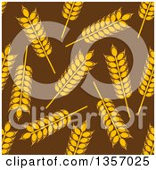 Clipart Of A Seamless Background Patterns Of Gold Wheat On Brown Royalty Free Vector Illustration