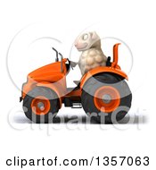 Clipart Of A 3d Sheep Operating An Orange Tractor On A White Background Royalty Free Illustration