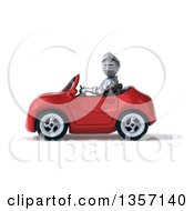 Clipart Of A 3d Armored Chevallier Knight Driving A Red Convertible Car On A White Background Royalty Free Illustration