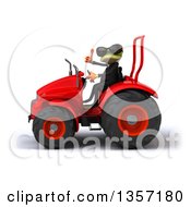 Clipart Of A 3d Green Business Frog Wearing Sunglasses Giving A Thumb Up And Operating A Red Tractor On A White Background Royalty Free Illustration