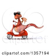 Clipart Of A 3d Red Dragon Wearing Sunglasses Giving A Thumb Up And Riding An Orange Scooter On A White Background Royalty Free Illustration by Julos