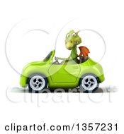 Clipart Of A 3d Green Dragon Driving A Convertible Car On A White Background Royalty Free Illustration by Julos