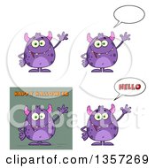 Poster, Art Print Of Cartoon Purple Monsters