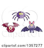 Poster, Art Print Of Cartoon Spider Vampire Bat And Monster