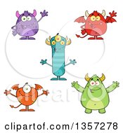 Clipart Of Cartoon Friendly Monsters Royalty Free Vector Illustration