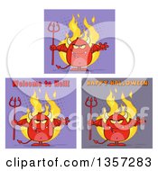 Poster, Art Print Of Cartoon Red Devils On Halftone Backgrounds