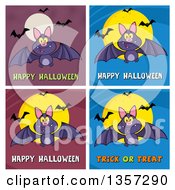 Poster, Art Print Of Flying Bats With Halloween Greetings
