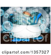 Poster, Art Print Of Fish Leaping Out Of A Bath Tub With Bubbles And Splashes