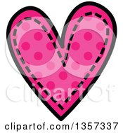 Poster, Art Print Of Doodled Pink Polka Dot Heart With Stitches