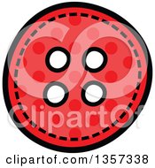 Poster, Art Print Of Doodled Red Polka Dot Button With Stitches