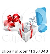 Poster, Art Print Of 3d Blue Exclamation Point Popping Out Of A Gift Box