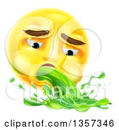 Poster, Art Print Of 3d Yellow Smiley Emoji Emoticon Face Throwing Up Green Puke