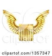 Shiny Winged Gold Metal United States Flag Shield