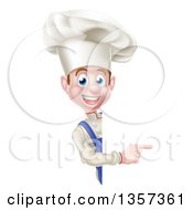 Poster, Art Print Of Young White Male Chef Pointing Around A Sign