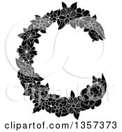 Poster, Art Print Of Black And White Floral Letter C Design