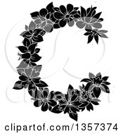 Clipart Of A Black And White Floral Letter C Design Royalty Free Vector Illustration