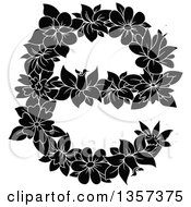 Poster, Art Print Of Black And White Floral Lowercase Letter E Design