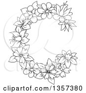 Poster, Art Print Of Black And White Lineart Floral Letter C Design
