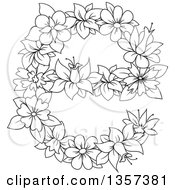 Poster, Art Print Of Black And White Lineart Floral Lowercase Letter E Design