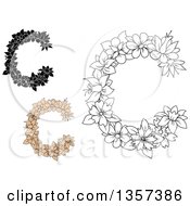 Clipart Of Floral Letter C Designs Royalty Free Vector Illustration