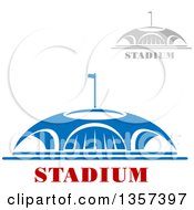 Poster, Art Print Of Gray And Blue Sports Stadium Arena Buildings With Text