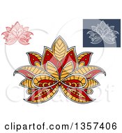 Poster, Art Print Of Henna Lotus Flowers
