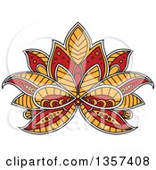 Poster, Art Print Of White Yellow And Red Henna Lotus Flower