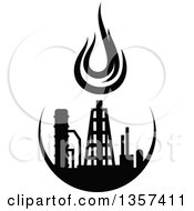 Poster, Art Print Of Black And White Silhouetted Natural Gas And Flame Factory