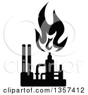 Clipart Of A Black And White Silhouetted Natural Gas And Flame Factory Royalty Free Vector Illustration by Vector Tradition SM