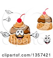 Clipart Of A Cartoon Face Hands And Caramel Pudding Desserts Royalty Free Vector Illustration
