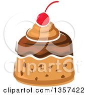 Clipart Of A Cartoon Caramel Pudding Dessert Royalty Free Vector Illustration