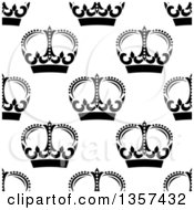 Poster, Art Print Of Seamless Background Pattern Of Black And White Ornate Crowns