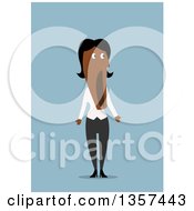 Poster, Art Print Of Flat Design Shocked Black Business Woman With Her Mouth Hanging Open Over Blue